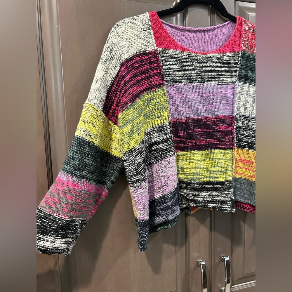 Paper Temples Multi-Color Patchwork Sweater, One … - image 3